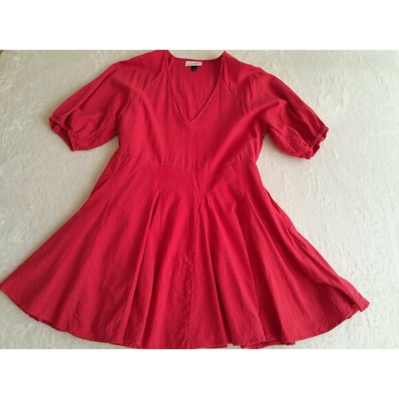 Universal Thread Dresses & Skirts - Womens Small Puff Sleeve Swing Summer Flirty Fit & Flare Mini Red Dress Pockets